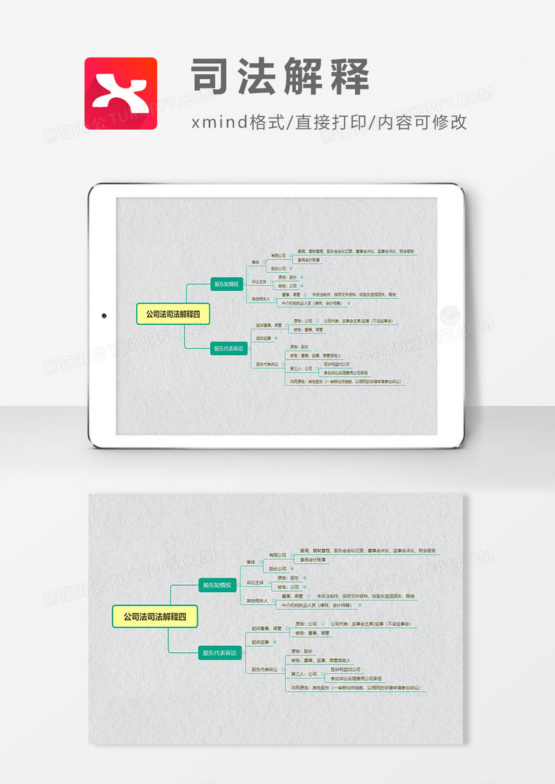 思维导图简洁司法解释XMind模板