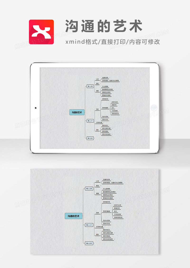 思维导图简洁沟通的艺术XMind模板