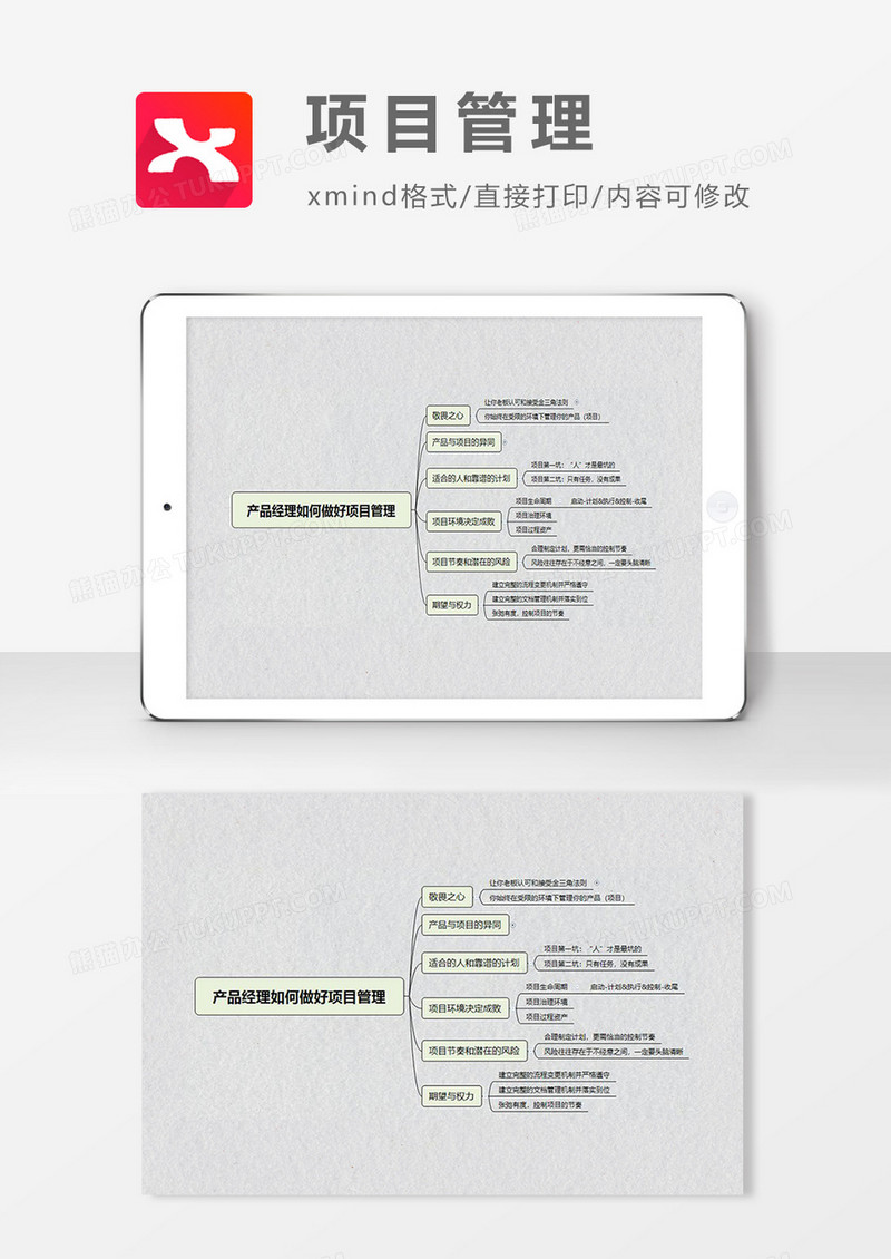 思维导图简洁项目管理XMind模板