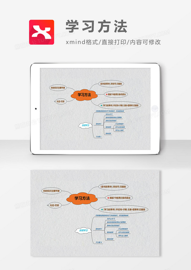 思维导图简洁学习方法XMind模板