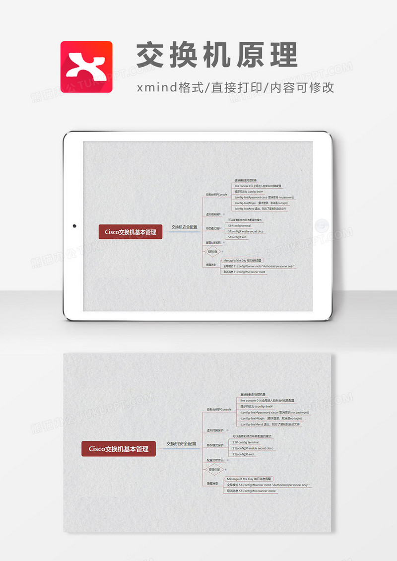  思维导图简洁交换机原理XMind模板