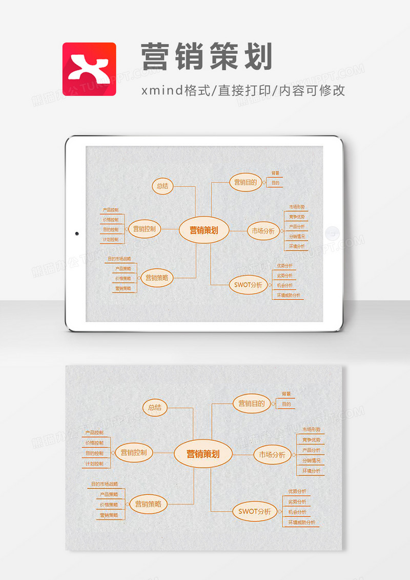 营销策划思维导图简约大气XMind模板