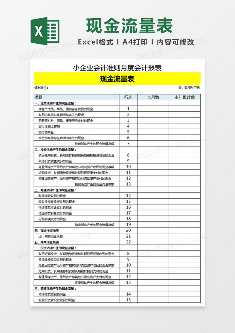 小企业会计准则月度会计报表