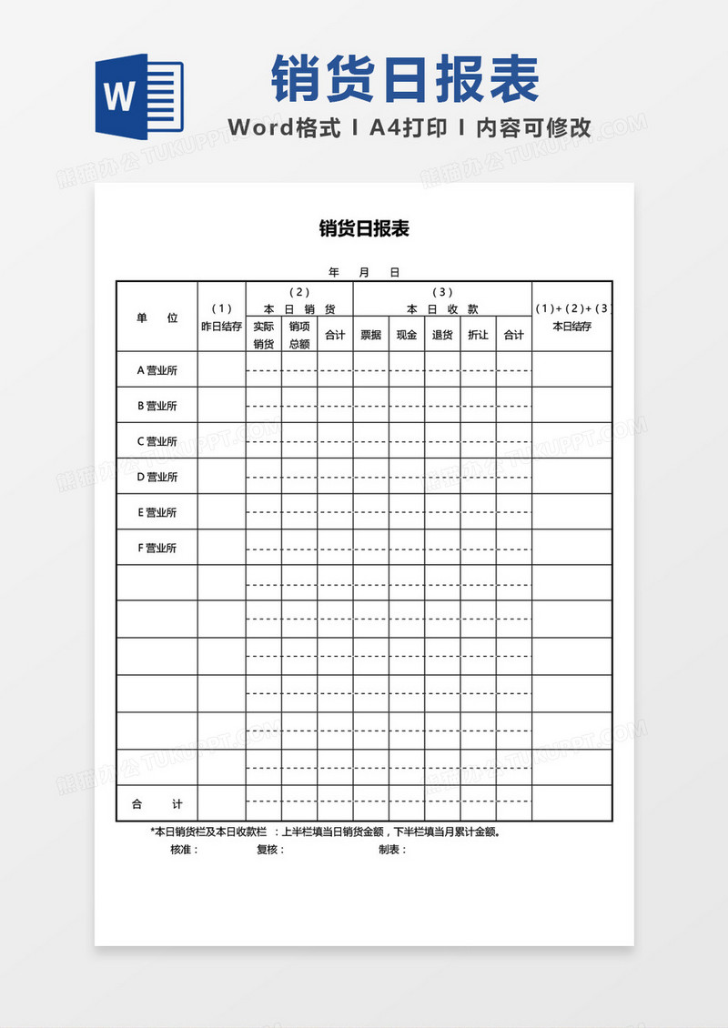 销货日报表word模板