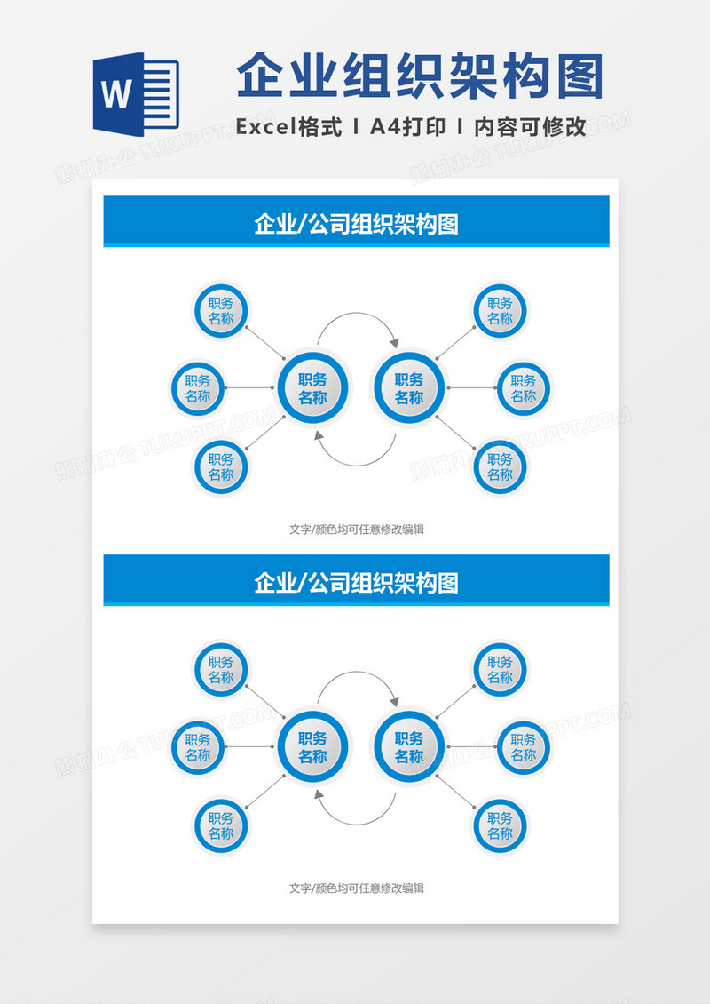 企业公司部门组织架构图word模板