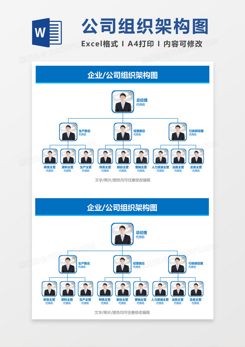 企业公司组织架构图word模板