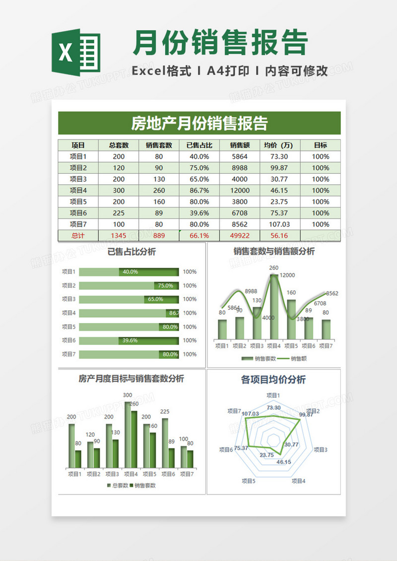 月份销售报告execl模板