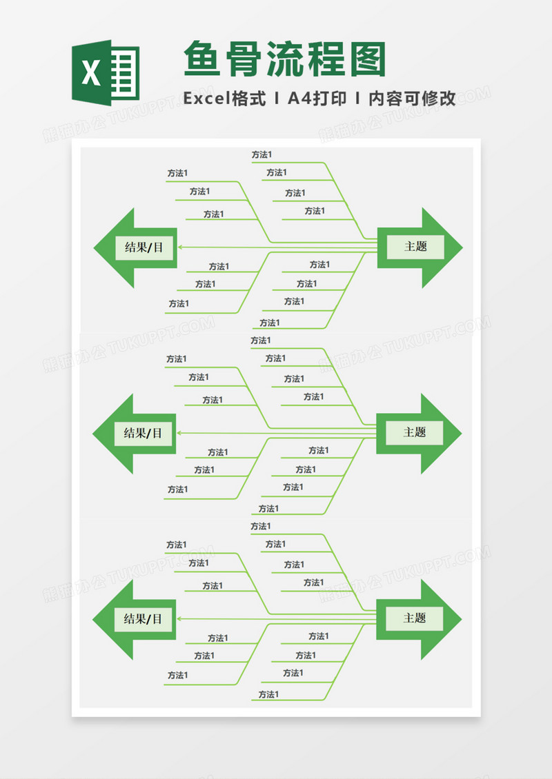 鱼骨流程顺序图Execl模板