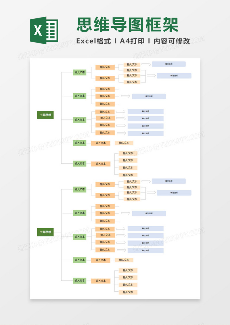 思维导图框架Execl模板