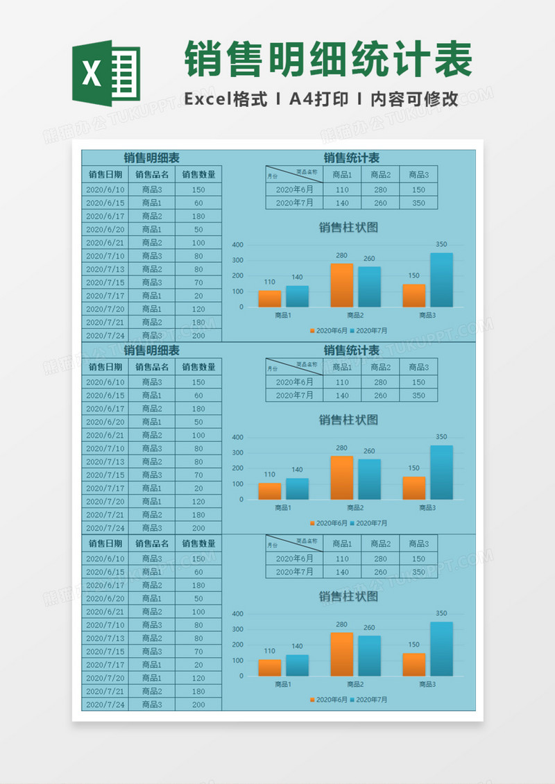 销售明细统计表Execl模板