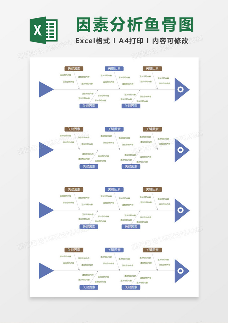 因素分析鱼骨图Execl模板