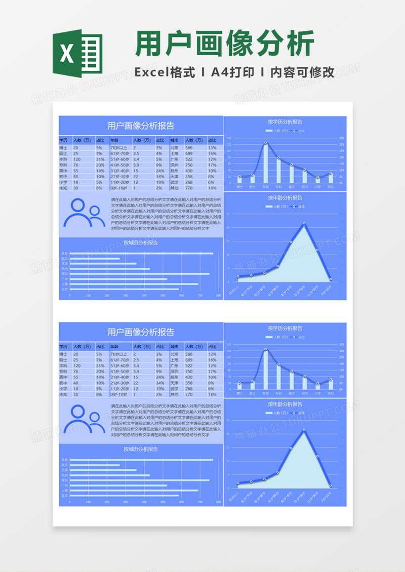 用户画像分析报告Execl模板