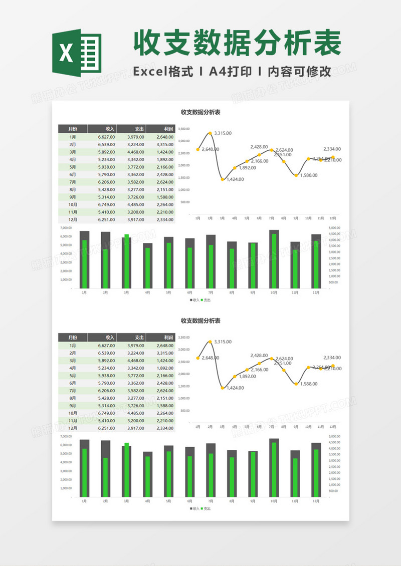 收支数据分析表Excel模板