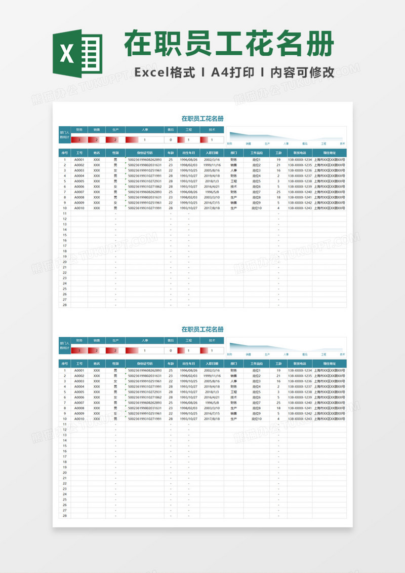 在职员工花名册Excel模板