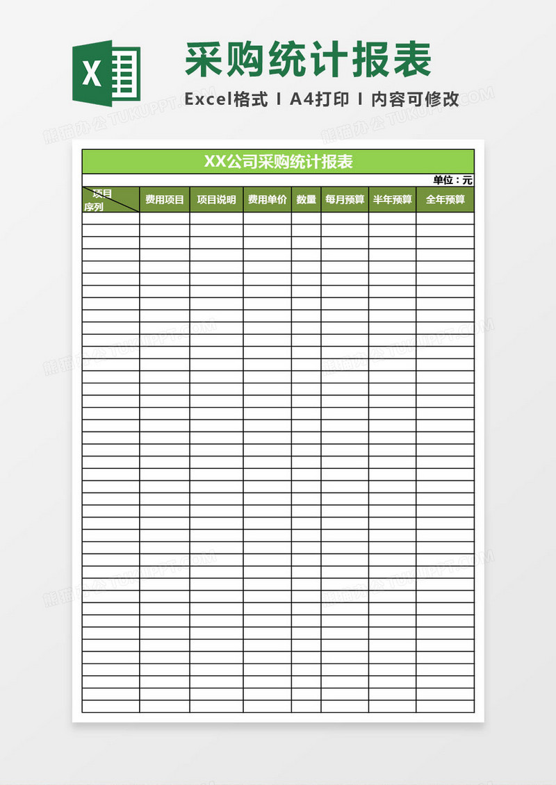 公司采购统计报表模版
