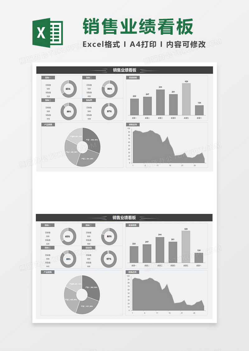 灰色简约销售业绩看板