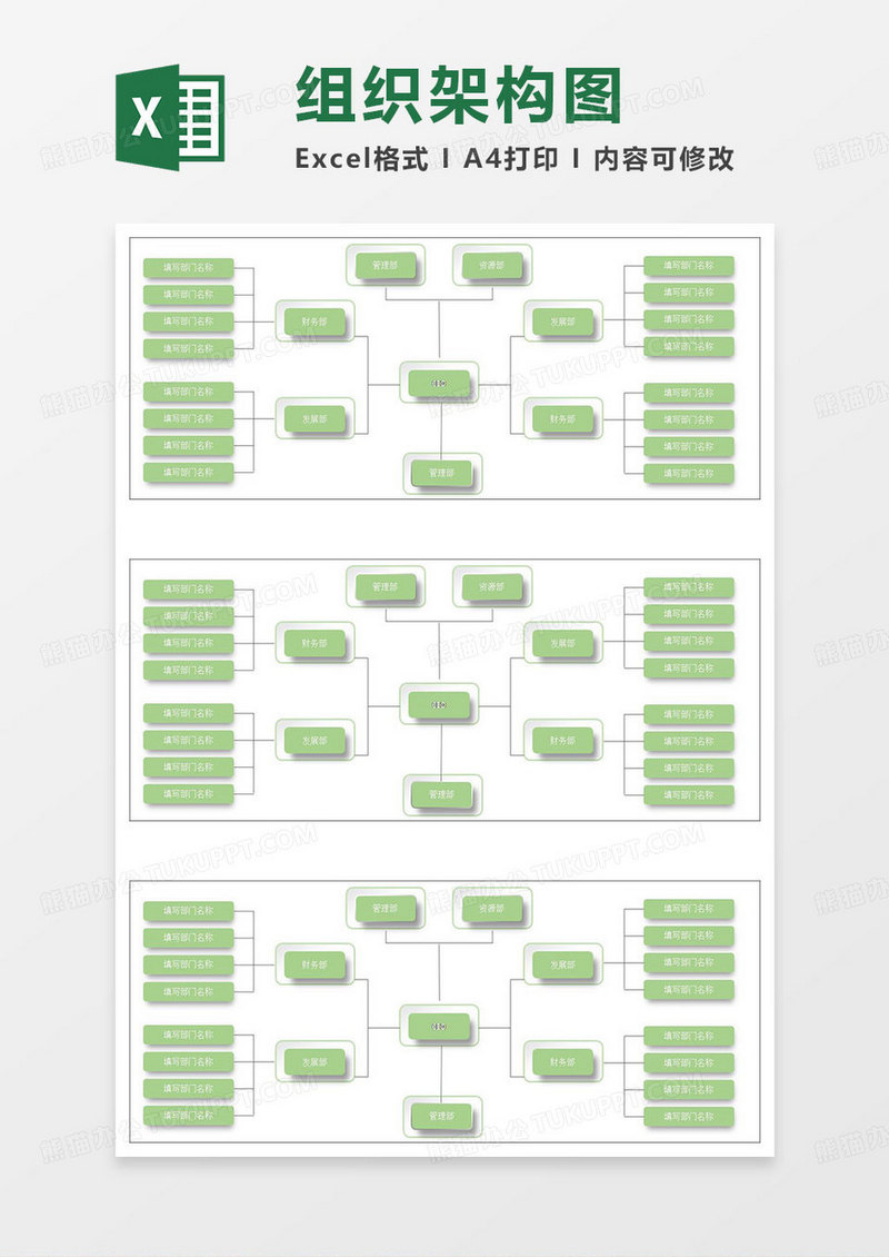 淡绿简约组织架构图