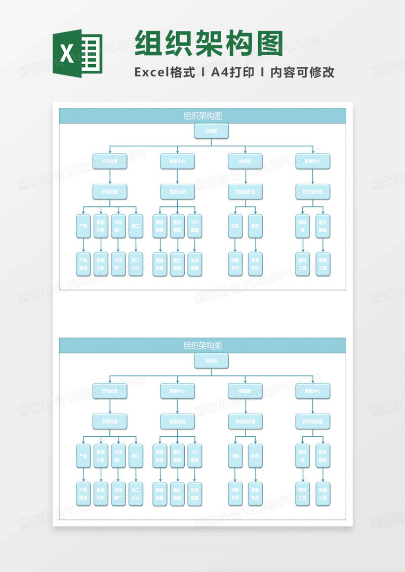 淡水绿简约组织架构图