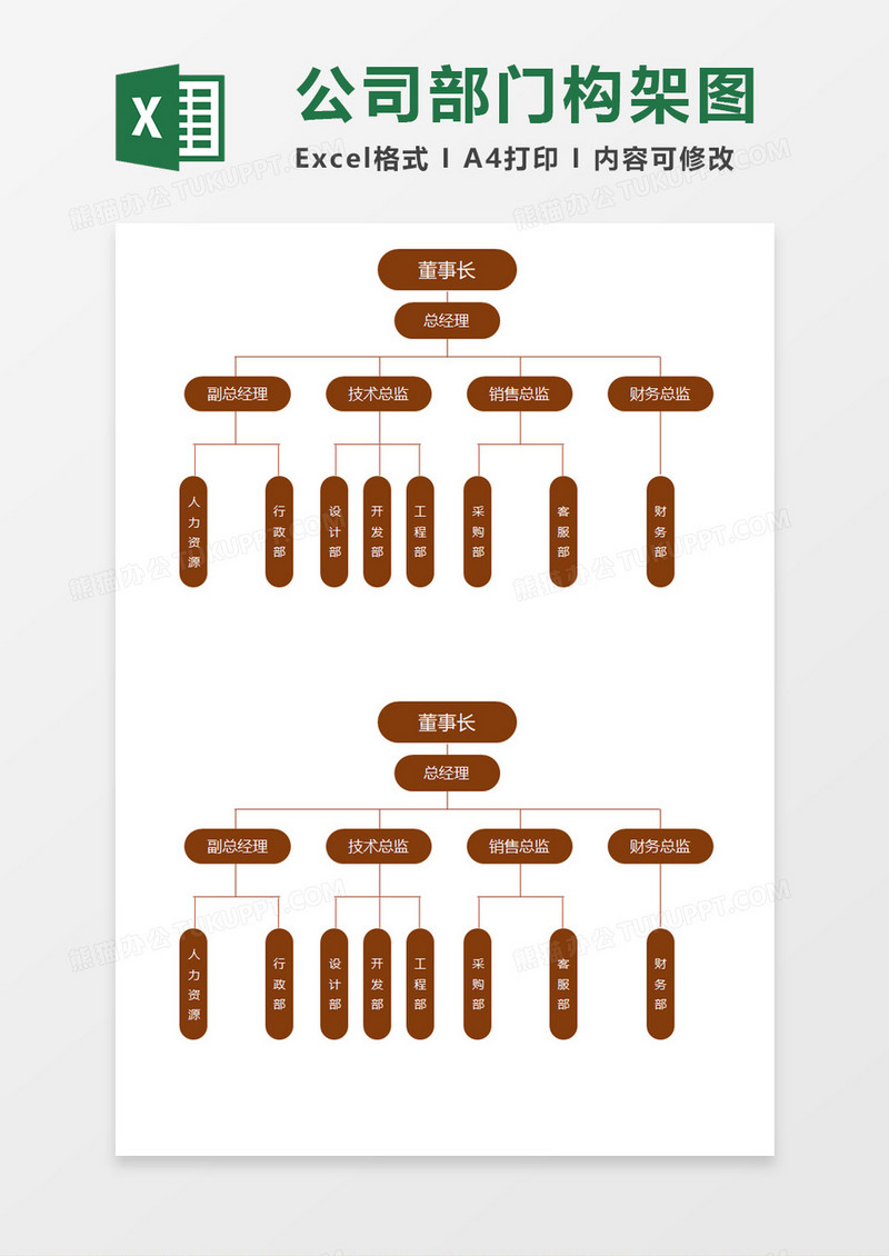 公司部门构架图Execl素材