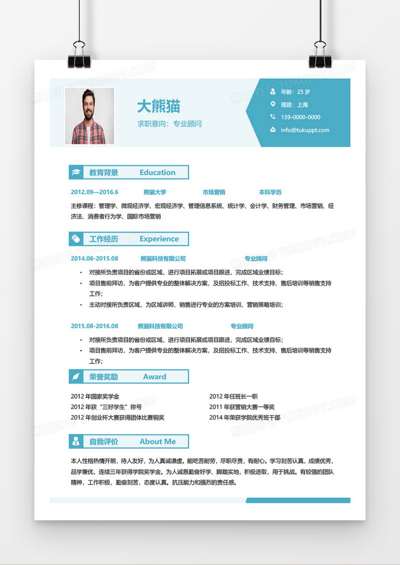 流行创意专业顾问求职简历word模板