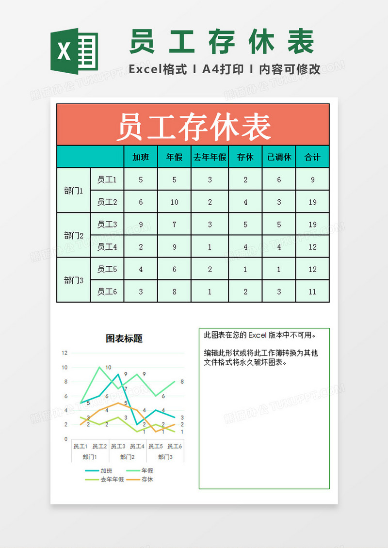 员工存休表Excel模板