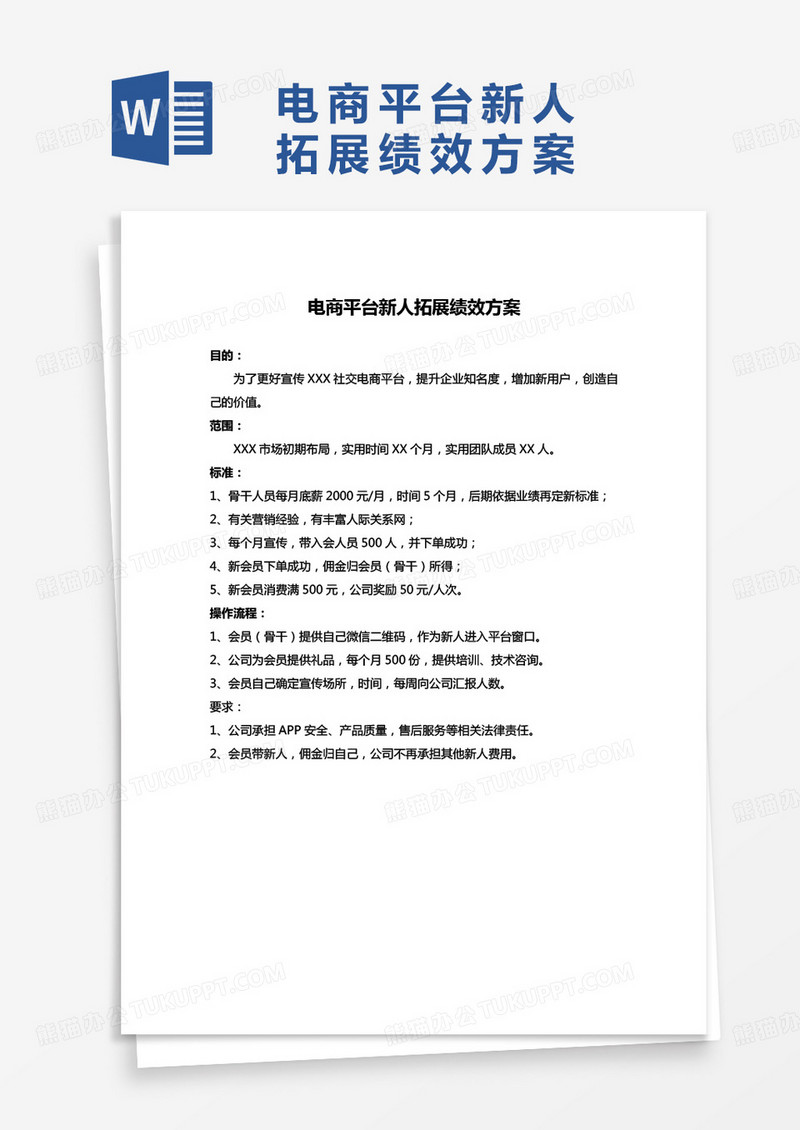 最新电商平台新人拓展绩效方案