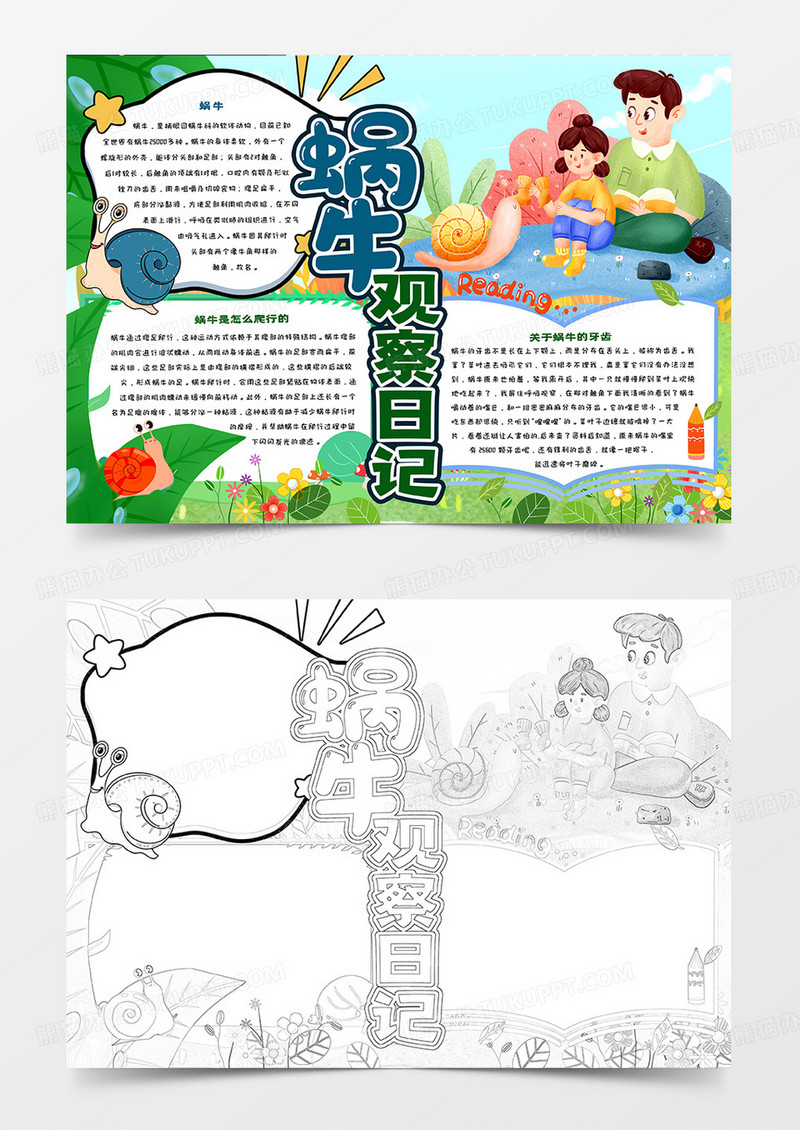 卡通蜗牛观察日记手抄报