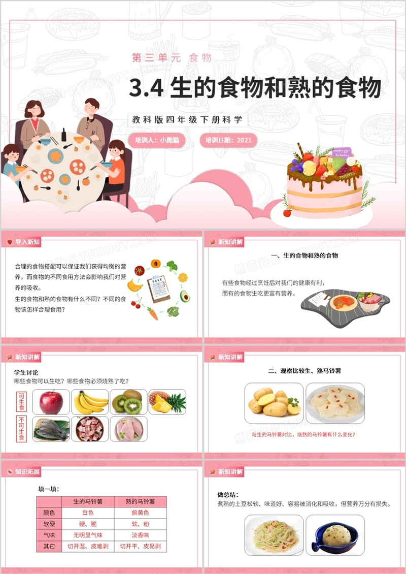 教科版四年级下册生的食物和熟的食物课件PPT模板