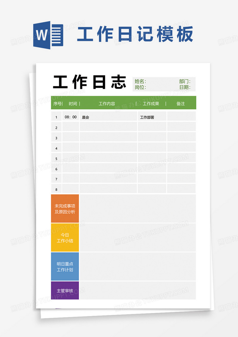 每日工作日志及原因分析word模板