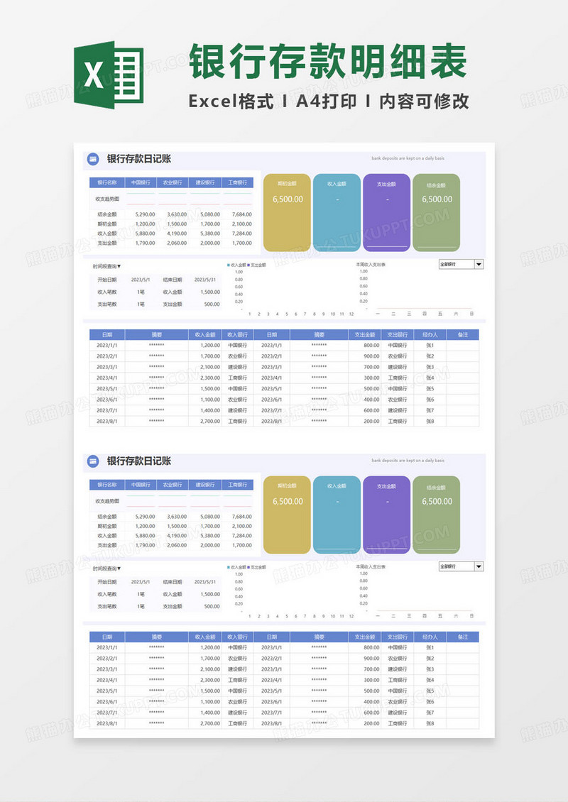 银行存款日记表excel模板