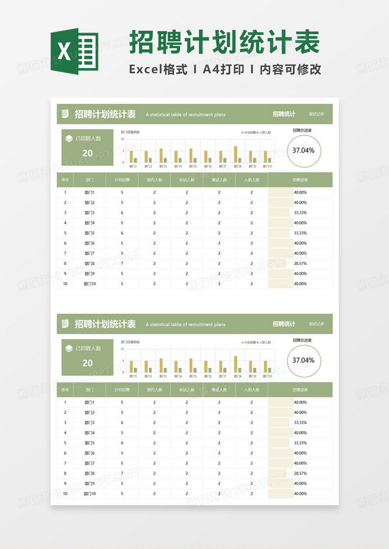 公司简约招聘计划统计表