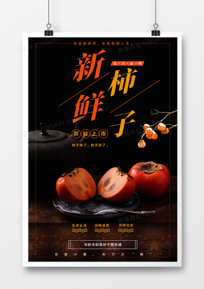 柿子水果促销海报设计
