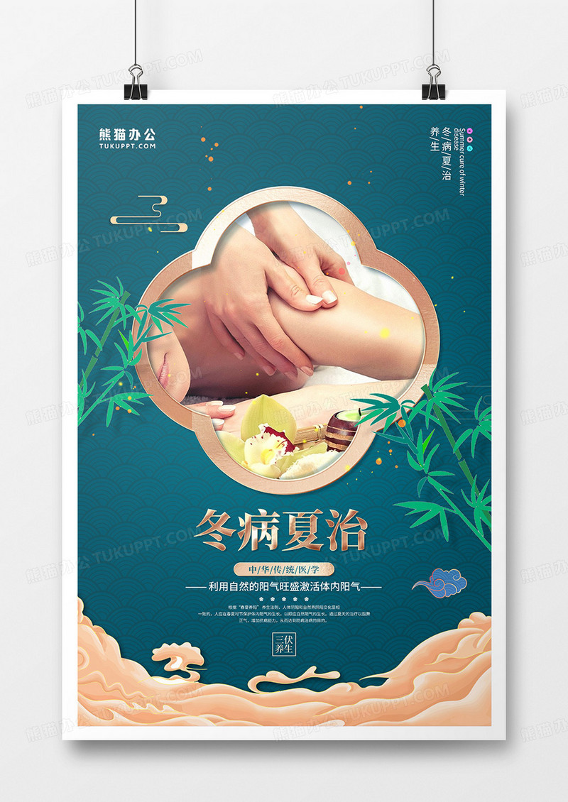 中国风冬病夏治中医科普海报