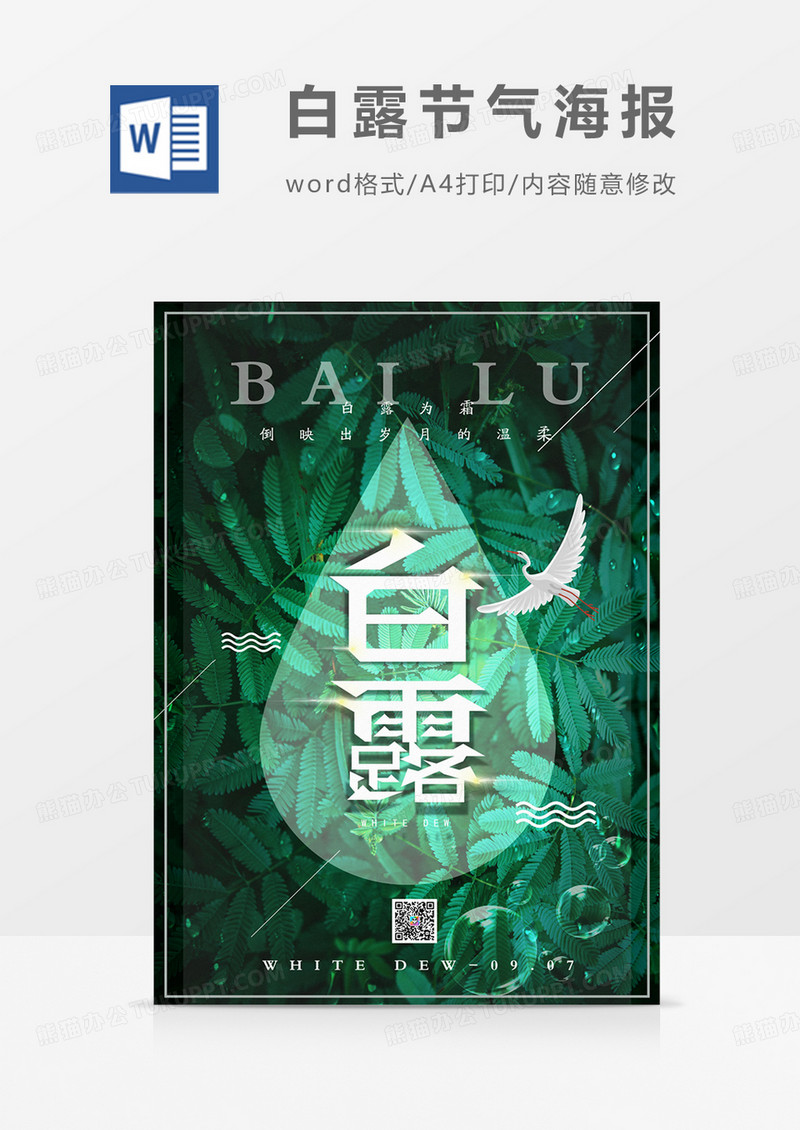 绿色清新白露海报