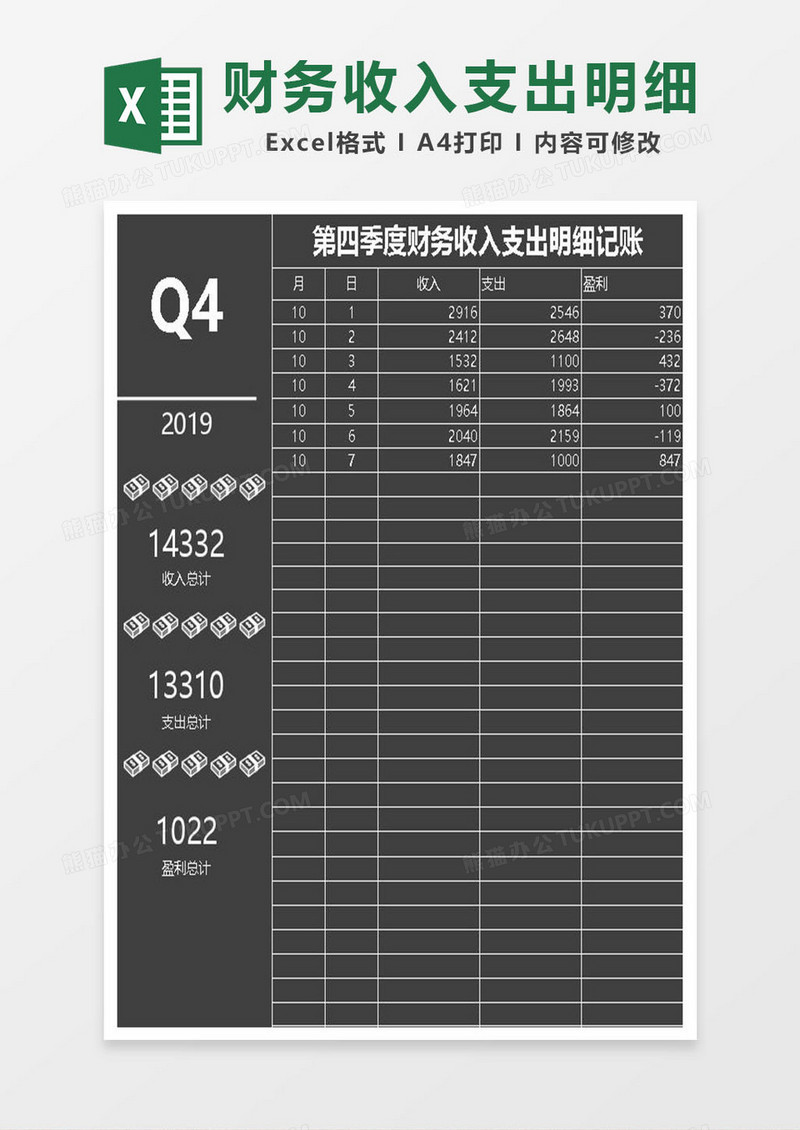 财务收入支出季度明细记账管理