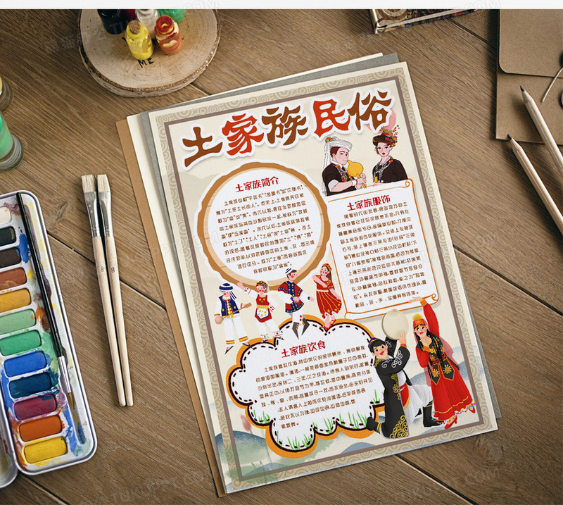 土家族民俗文化小报手抄报word模版