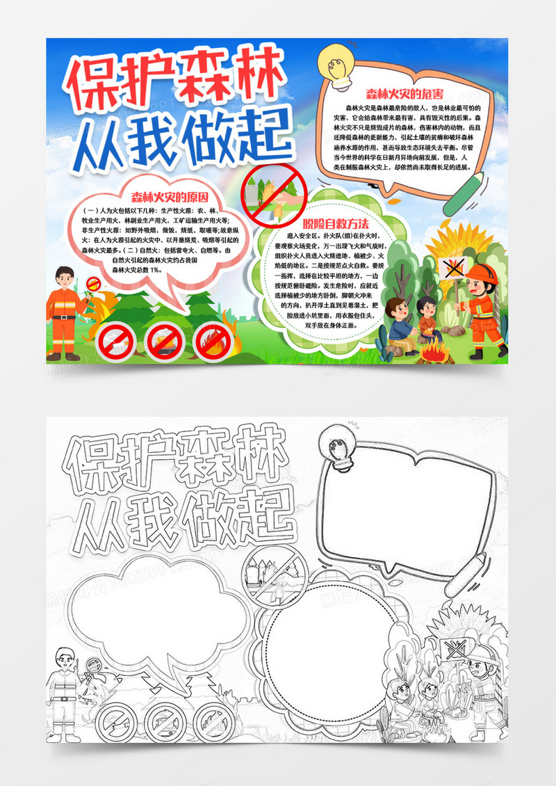 森林火灾安全知识小报手抄报word模版