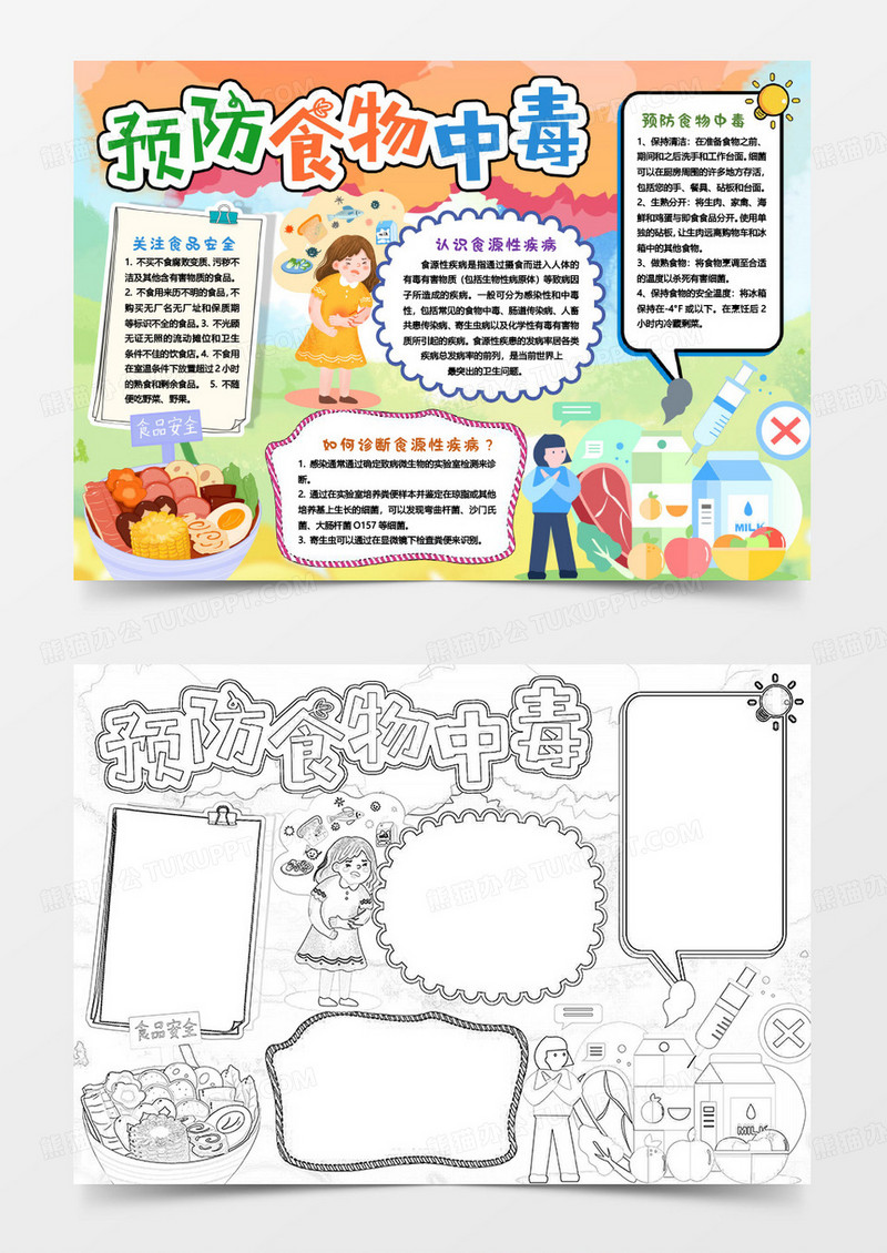 预防食物中毒健康饮食安全小报手抄报word模版