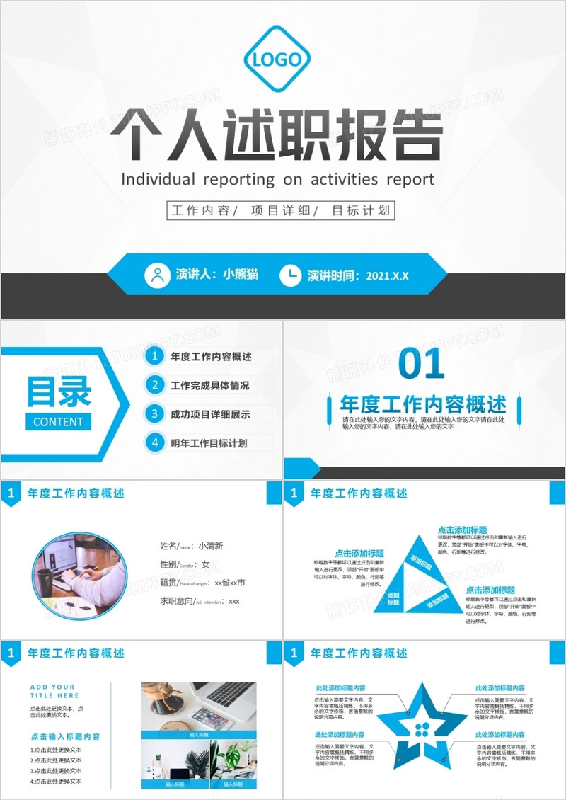 商务述职报告工作总结PPT模板