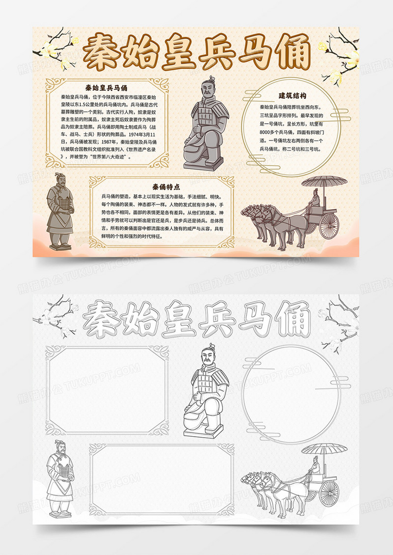 中国风秦始皇兵马俑小报秦俑手抄报