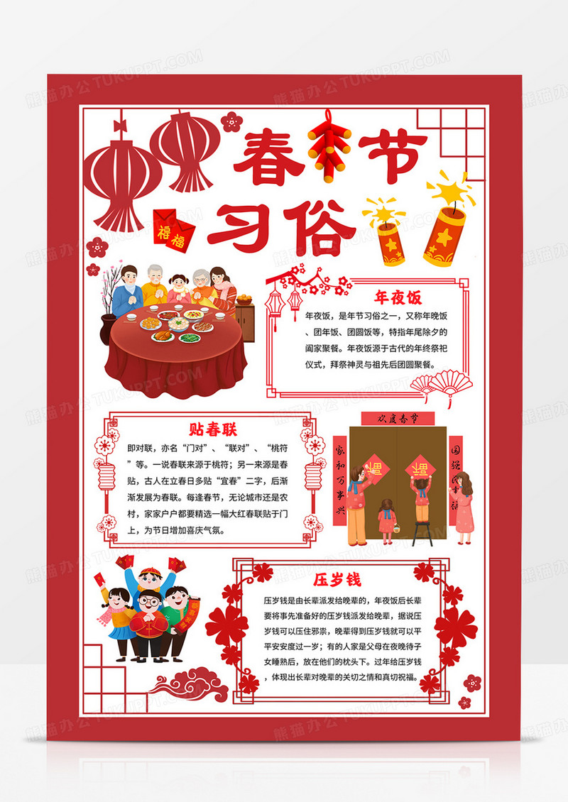 春节习俗小报新年习俗手抄报