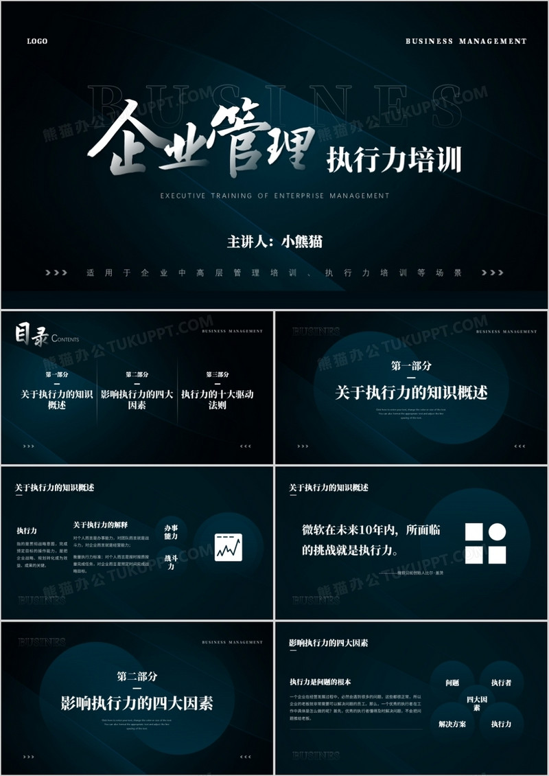 绿色简约风企业管理知识执行力培训PPT模板