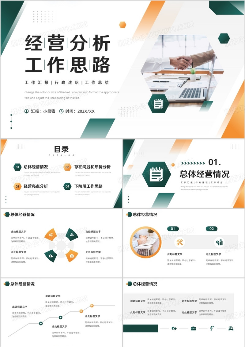 黄绿商务风经营分析工作思路汇报PPT模板