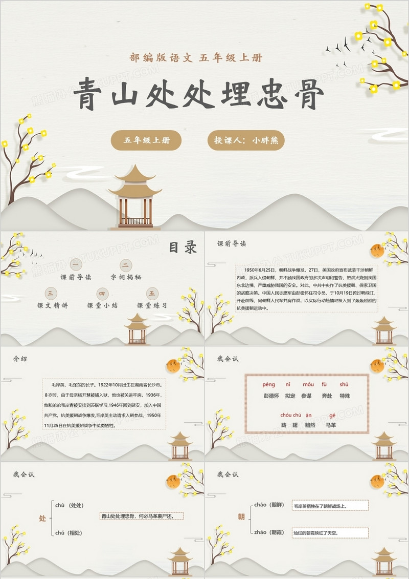 部编版五年级语文上册青山处处埋忠骨课件PPT模板