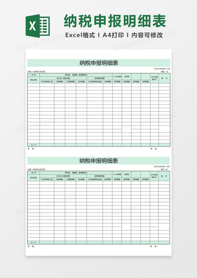 纳税申报明细表