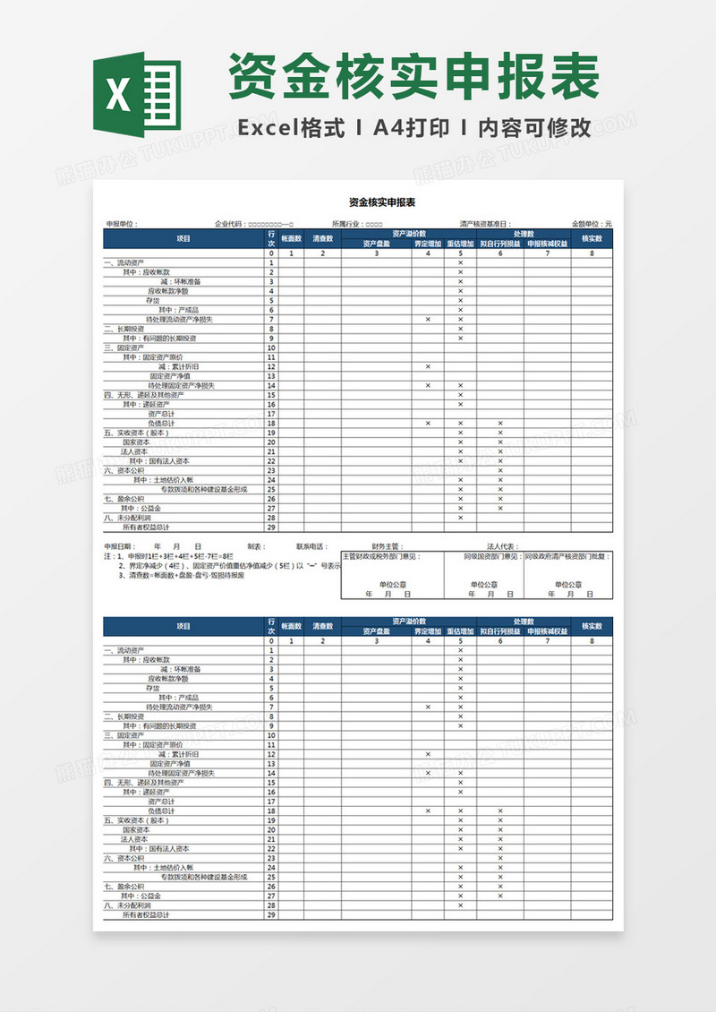 资金核实申报财务报表