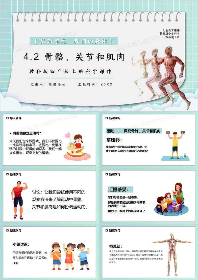 教科版四年级科学上册骨骼关节和肌肉课件PPT模板