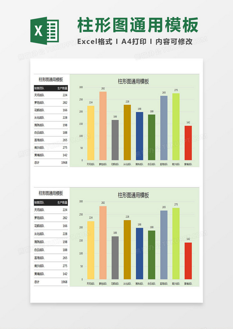 实用柱形图通用excel模板