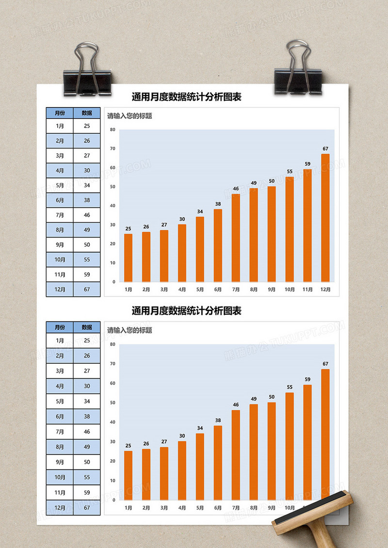 月度数据统计图表excel模板