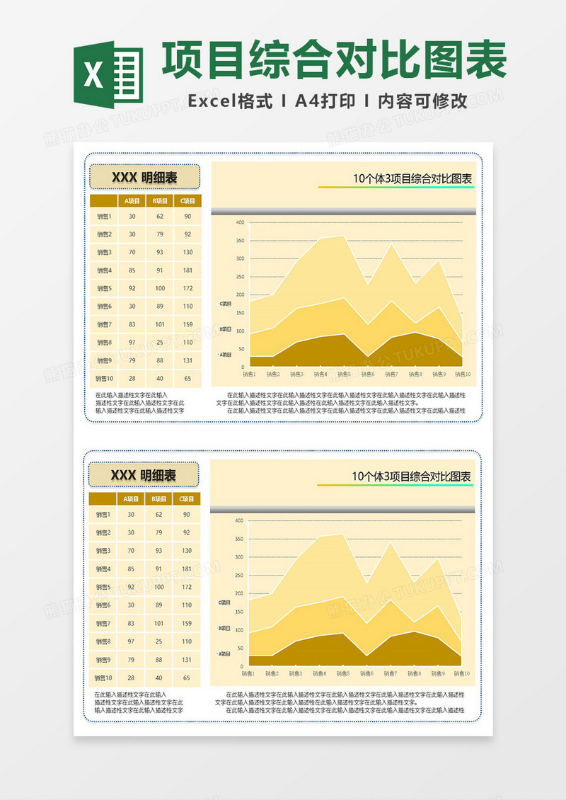 项目综合对比图表Excel模板